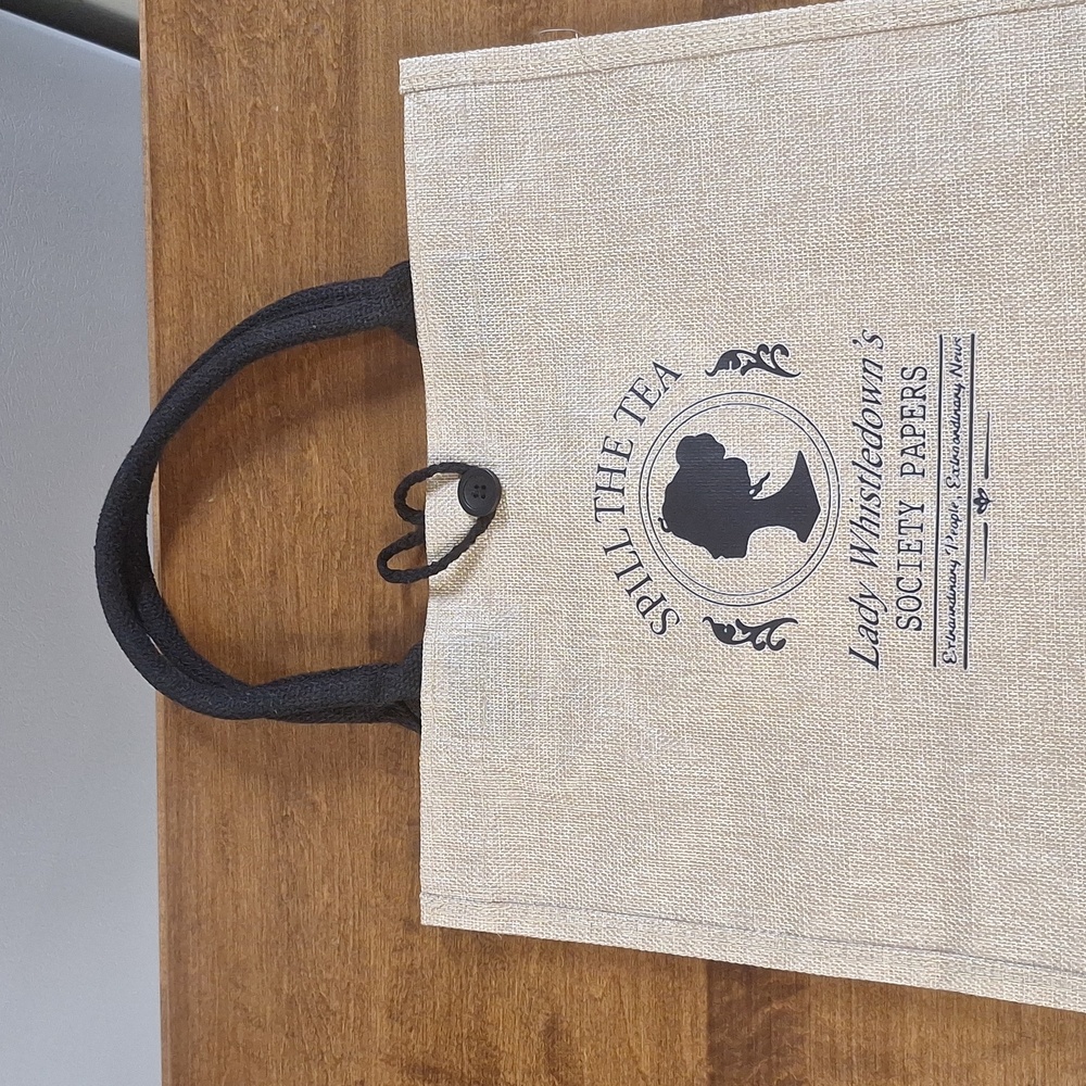 Bridgerton Tote Spill The Tea Lady Whistledown 14" x 12" x 6"